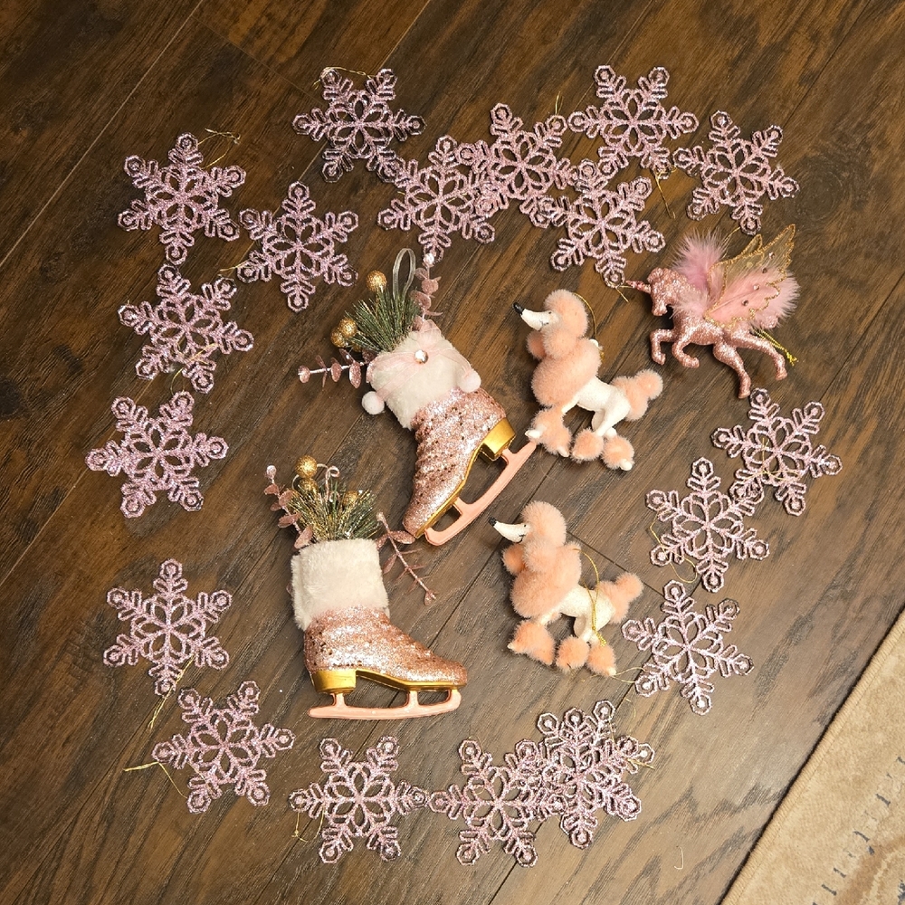 Pink Ice Skates with Unicorn and Poodle Set